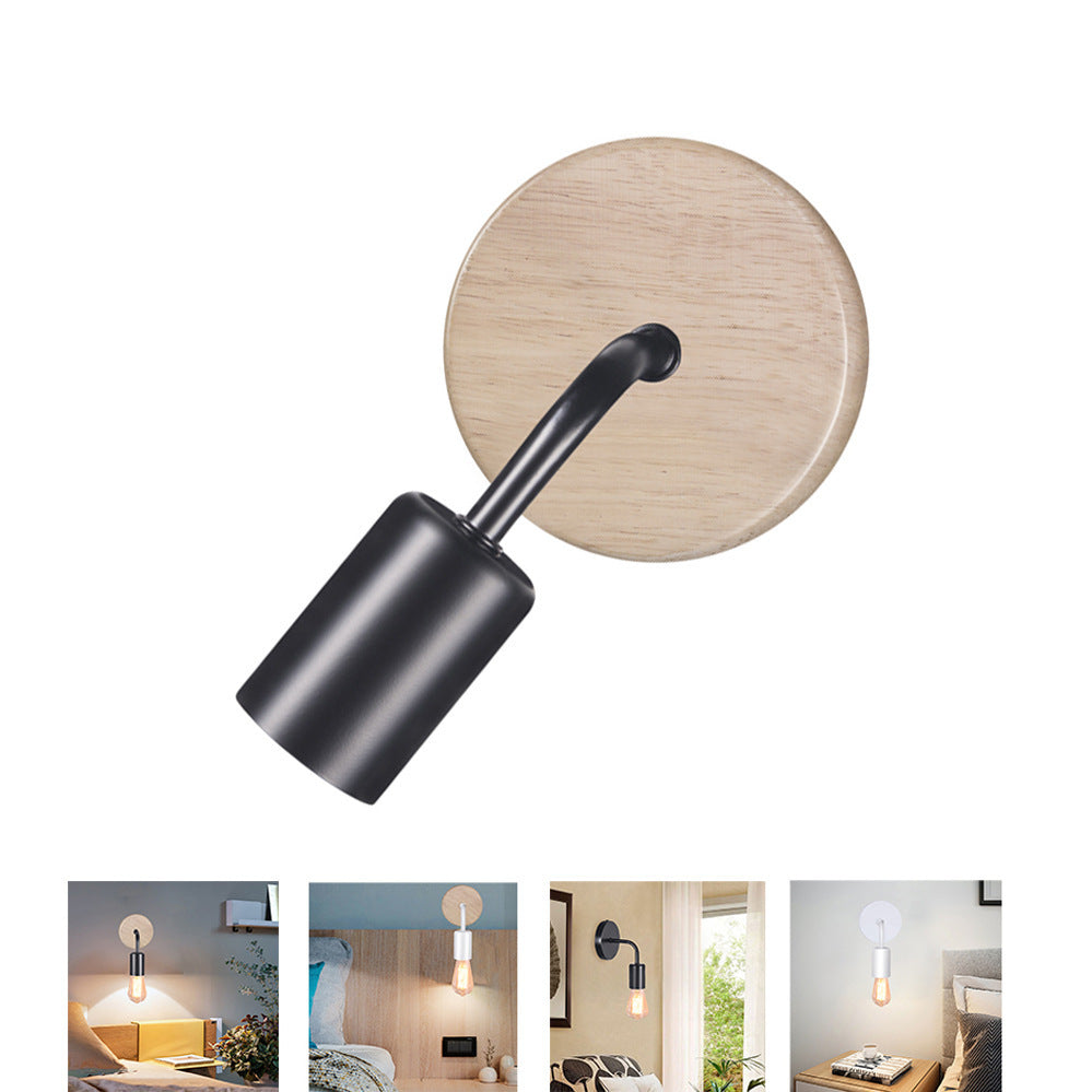 Modern Minimalist Iron Wood Wall Lamp – Nordic Single-Head Lighting