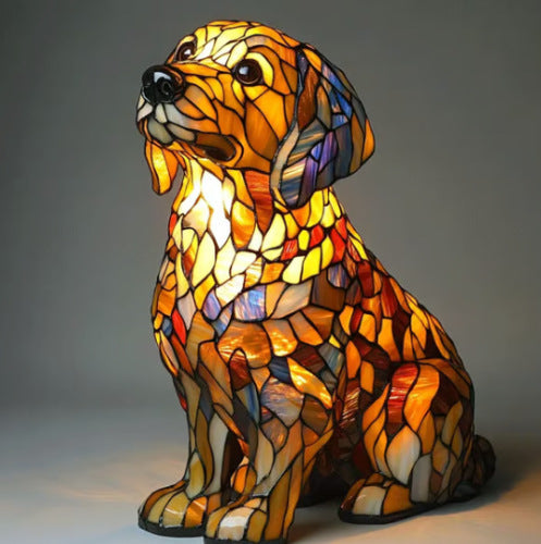 Colorful Resin Dog Lamp – Creative Animal Decoration & Night Light
