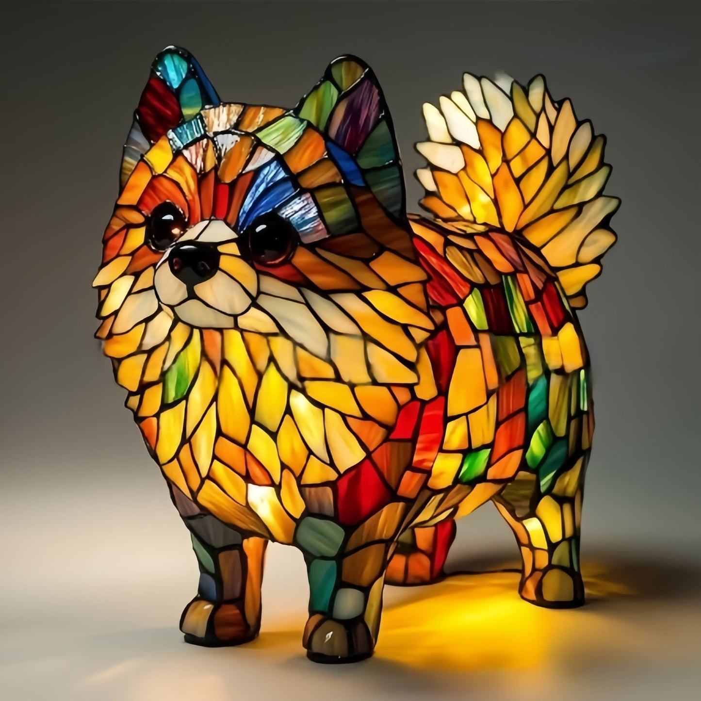 Colorful Resin Dog Lamp – Creative Animal Decoration & Night Light