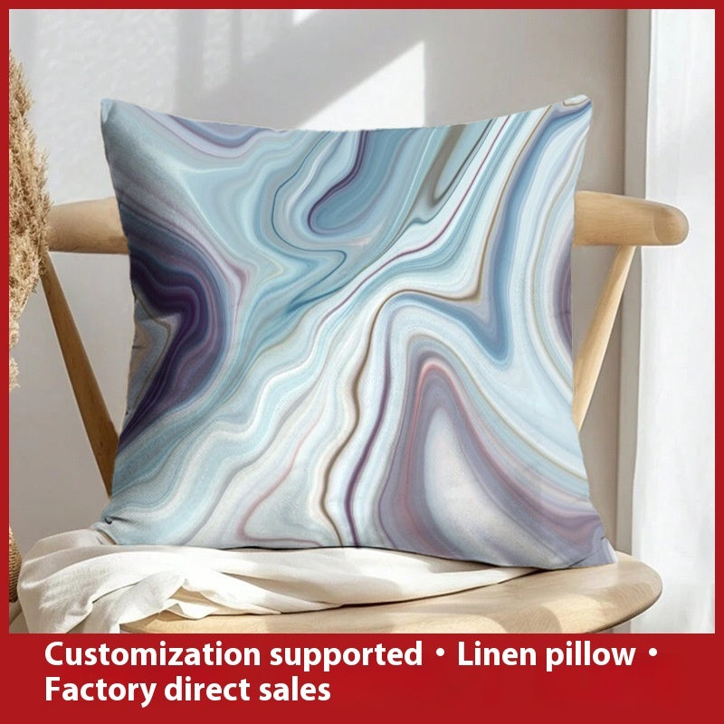 Abstract Oil Painting Linen Pillow Cover Home Sofa And Bed Cushions Clear Printing