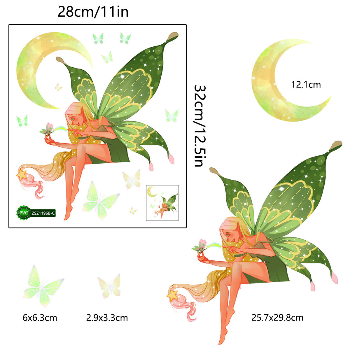 Luminous FARCENT Mermaid Butterfly Wall Sticker Fluorescence Sticker