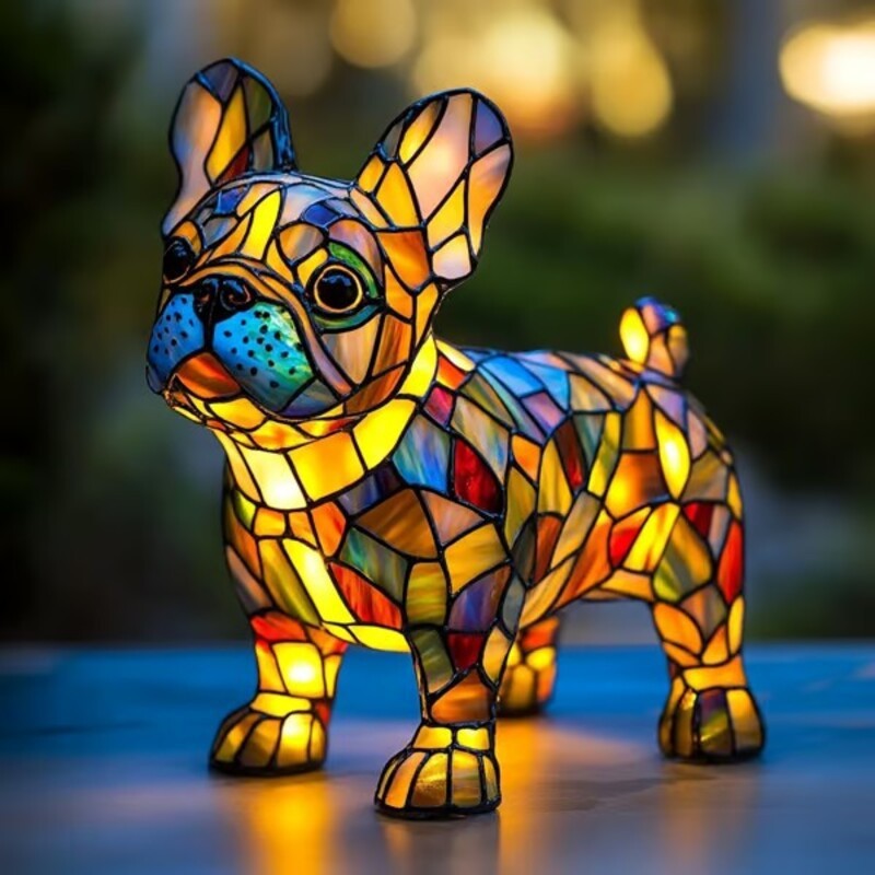Colorful Resin Dog Lamp – Creative Animal Decoration & Night Light