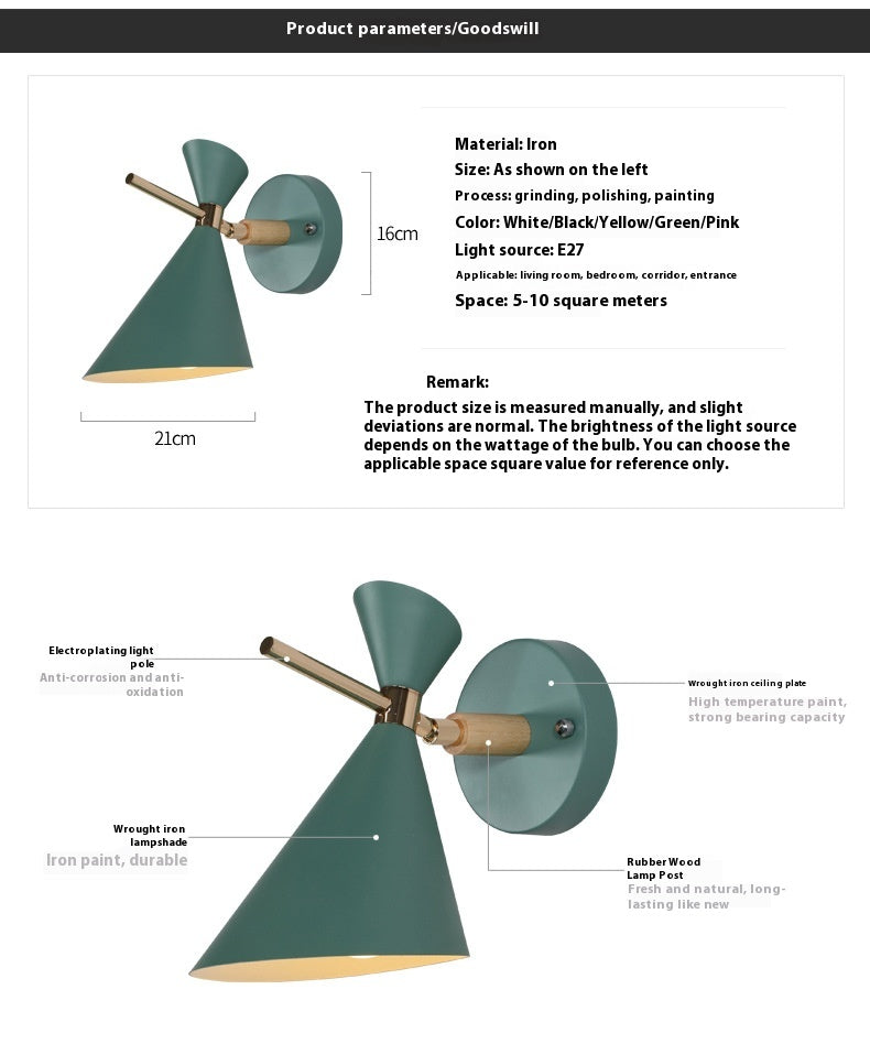 Modern Simplicity Iron Wall Lamp – Multi-Color Options for Home and Hotel