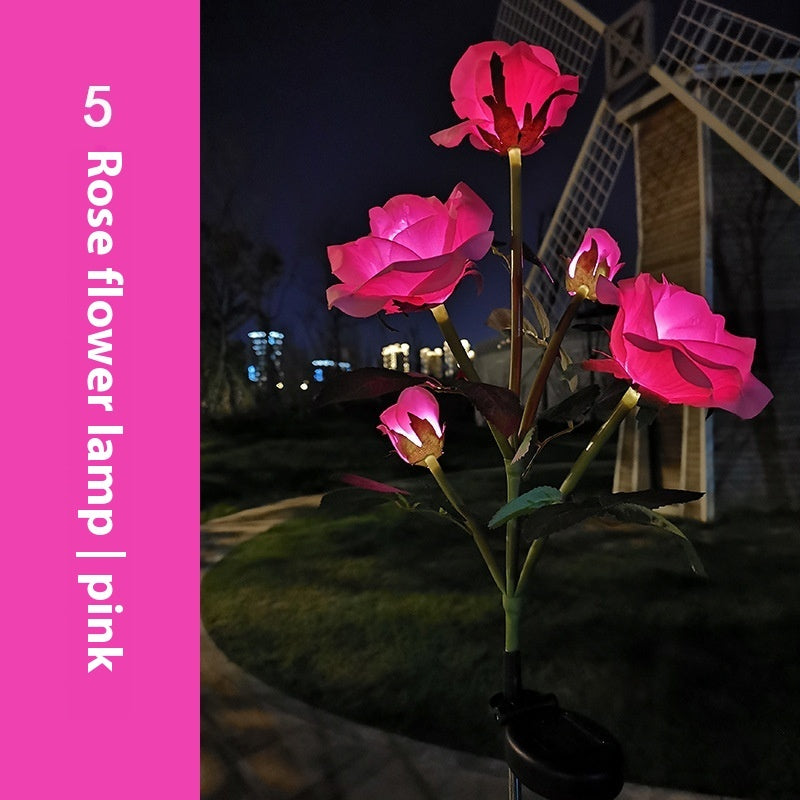 Color LED Solar Lawn Lamp – Flower Shaped Outdoor Courtyard Ground Lamp