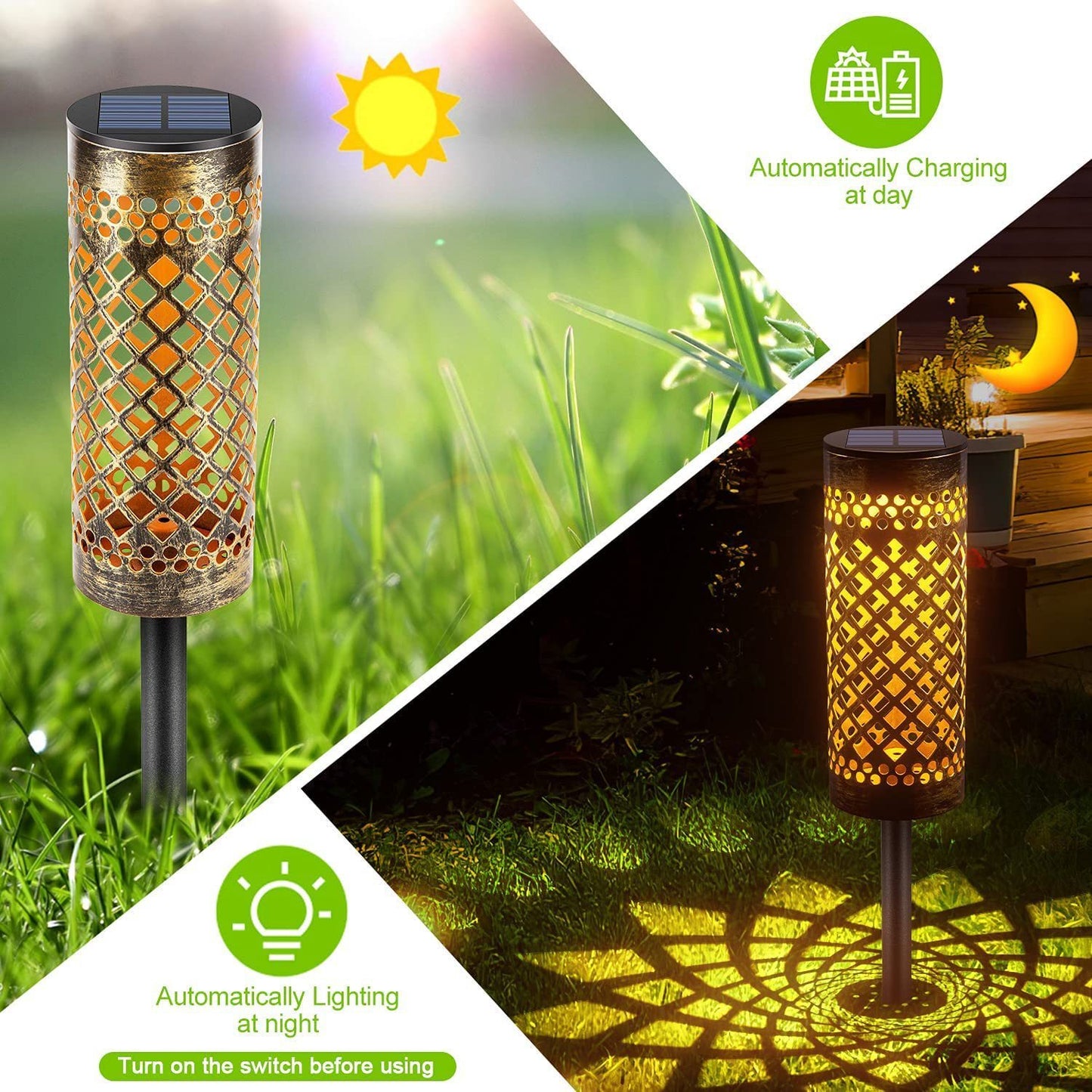 Metal Solar-Powered Lawn Lamp – Geometric Waterproof Garden Light