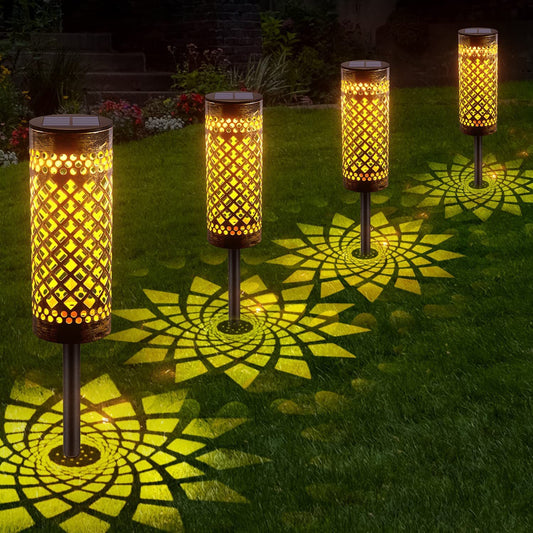 Metal Solar-Powered Lawn Lamp – Geometric Waterproof Garden Light