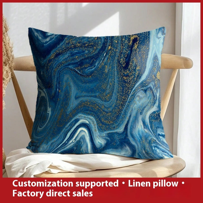 Abstract Oil Painting Linen Pillow Cover Home Sofa And Bed Cushions Clear Printing
