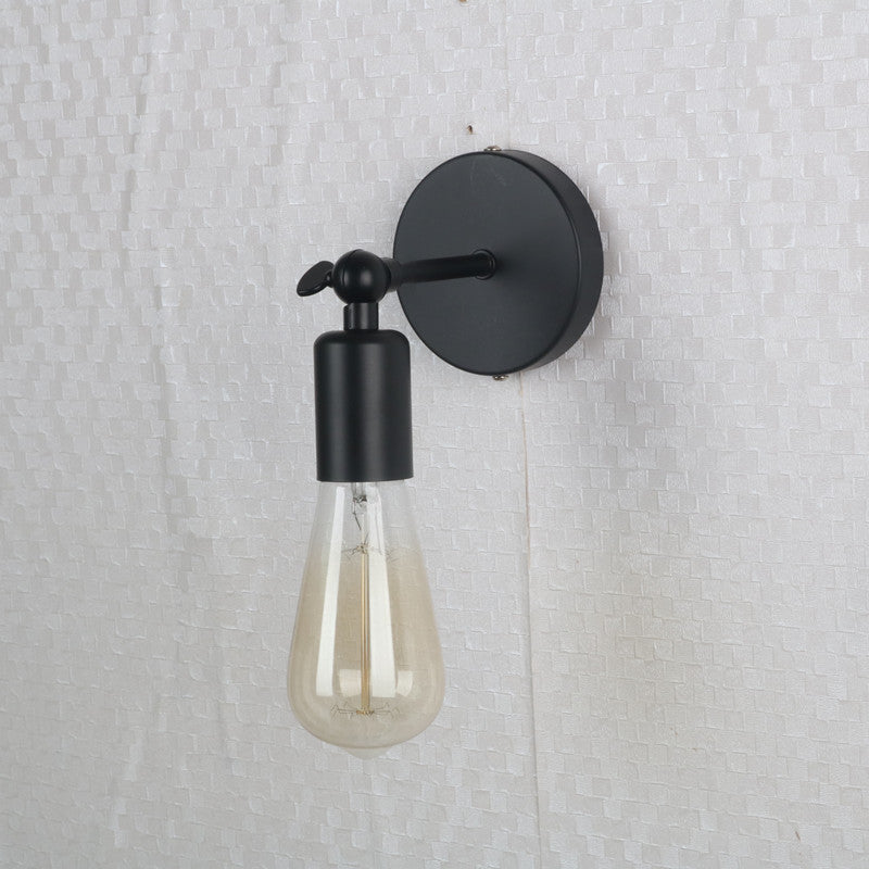 American Black Industrial Wrought Iron Small Wall Lamp Indoor
