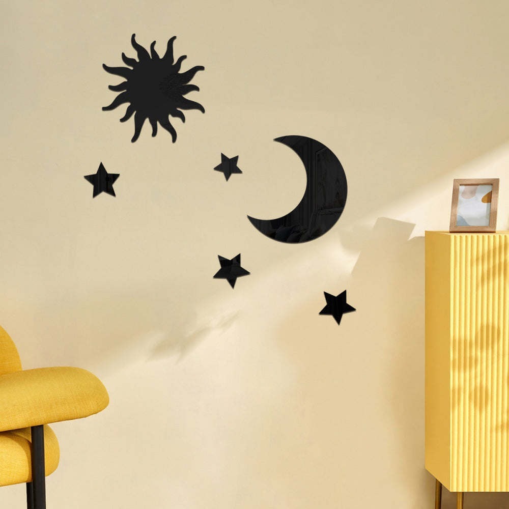 Star Moon Combination Mirror Acrylic Three-dimensional Self-adhesive DIY Wall Sticker