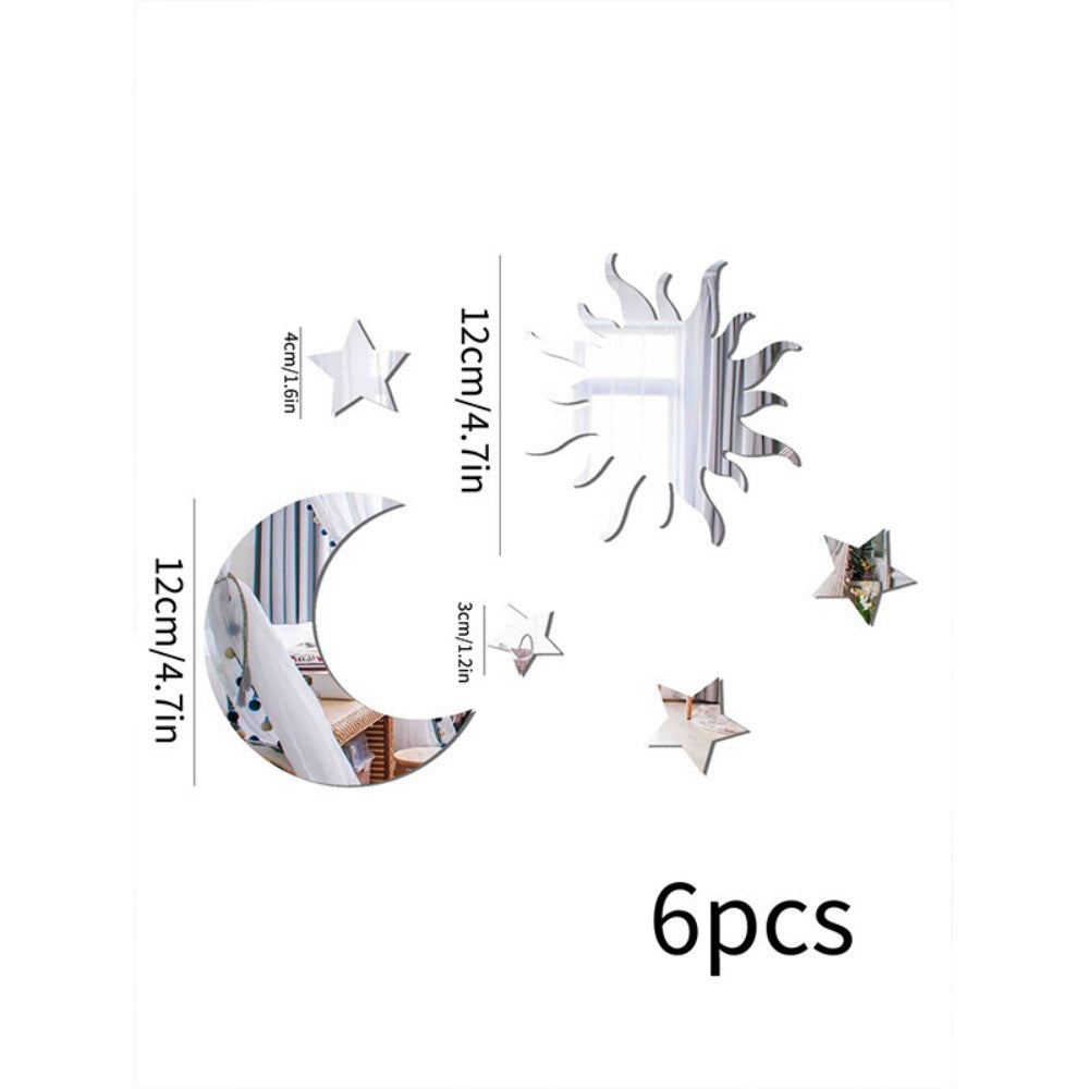 Star Moon Combination Mirror Acrylic Three-dimensional Self-adhesive DIY Wall Sticker