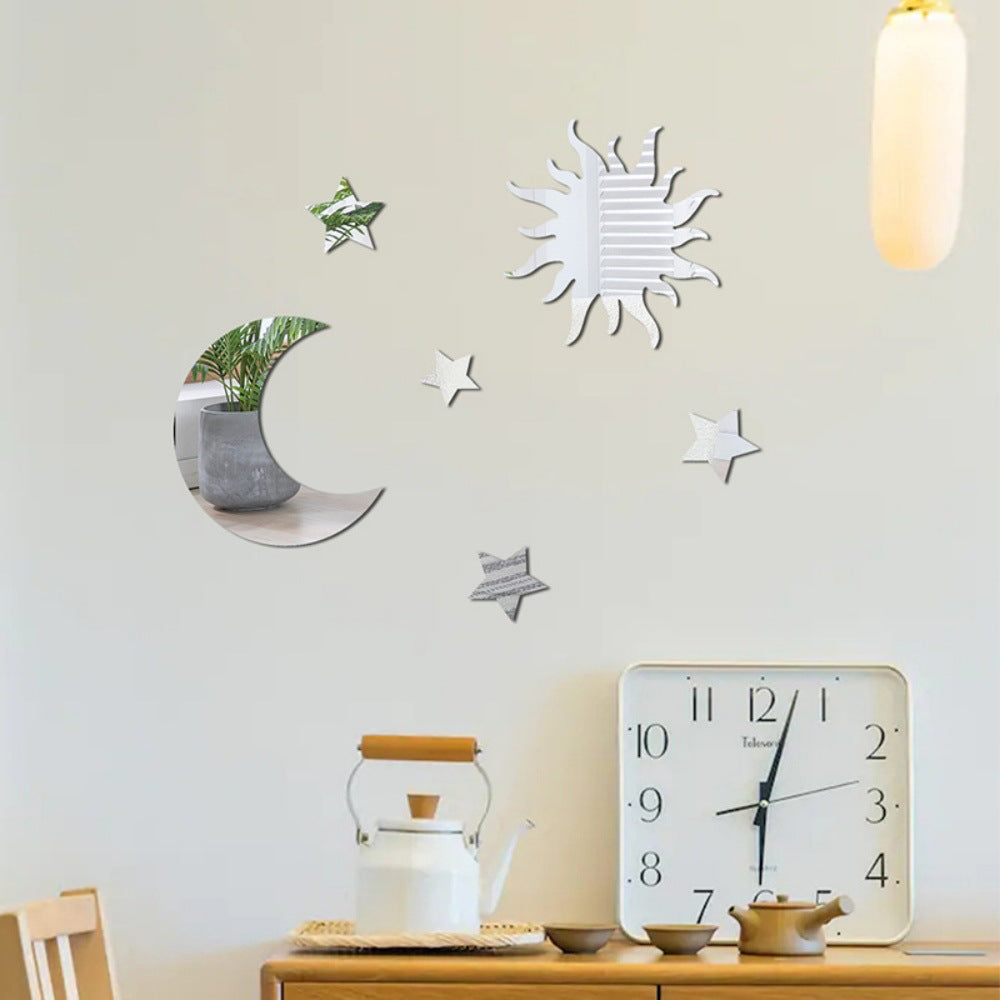 Star Moon Combination Mirror Acrylic Three-dimensional Self-adhesive DIY Wall Sticker