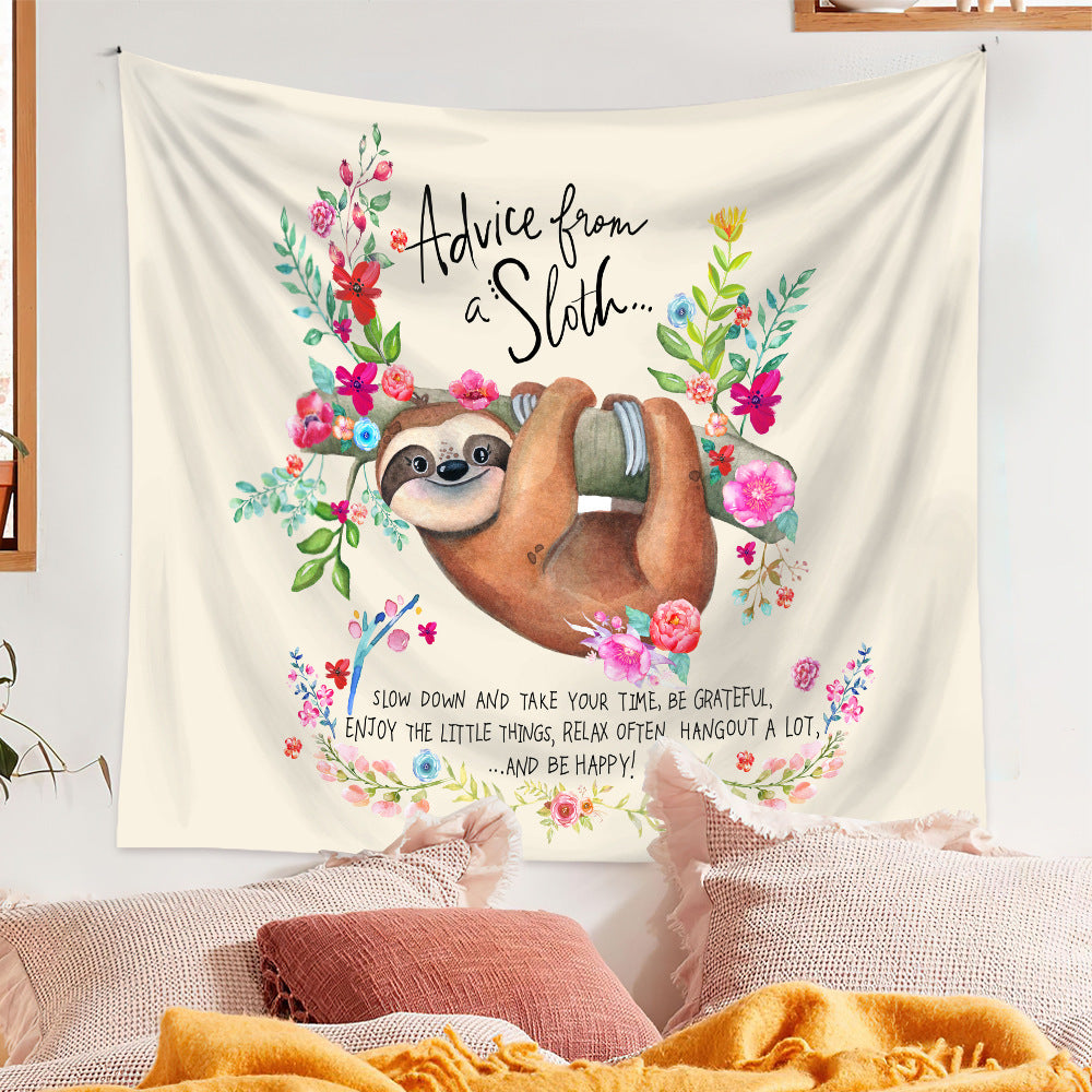Boho Sloth Tapestry – Cozy Wall Hanging Backdrop for Relaxed Home Decor