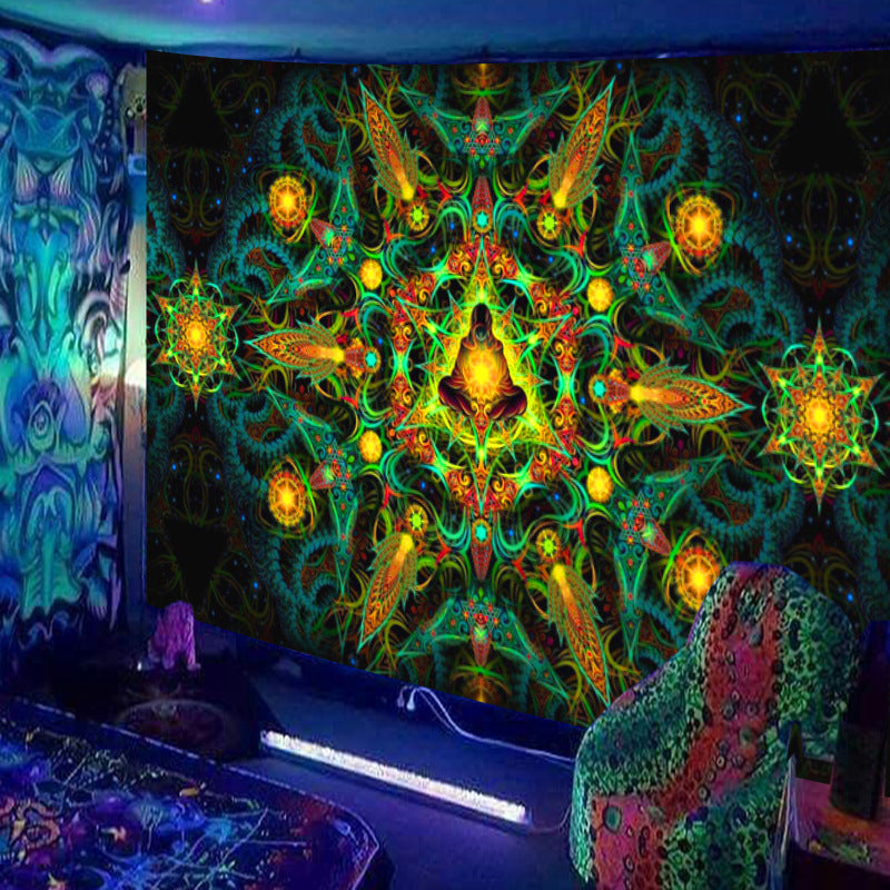 Fluorescent Landscape Tapestry – Glow in Dark Wall Hanging for Home & Room Decor