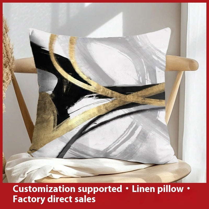 Abstract Oil Painting Linen Pillow Cover Home Sofa And Bed Cushions Clear Printing