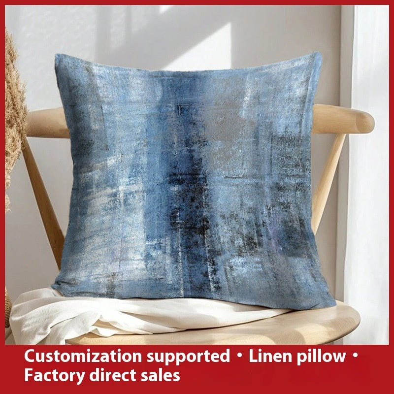 Abstract Oil Painting Linen Pillow Cover Home Sofa And Bed Cushions Clear Printing