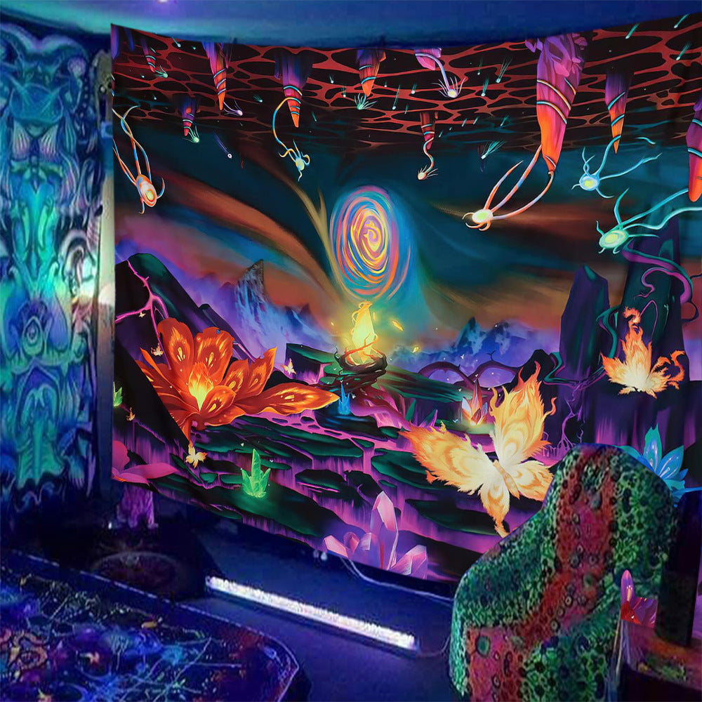 Fluorescent Print Tapestry – Luminous Wall Hanging for Chic Home Interiors