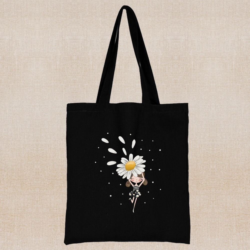 Canvas Shopping Bag Daisy Print Handheld Eco