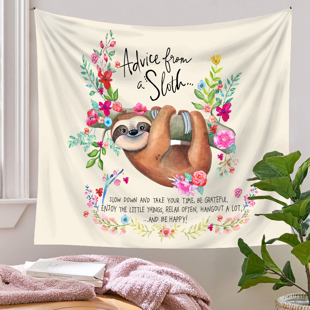 Boho Sloth Tapestry – Cozy Wall Hanging Backdrop for Relaxed Home Decor