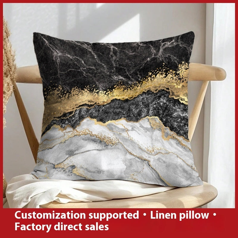 Abstract Oil Painting Linen Pillow Cover Home Sofa And Bed Cushions Clear Printing