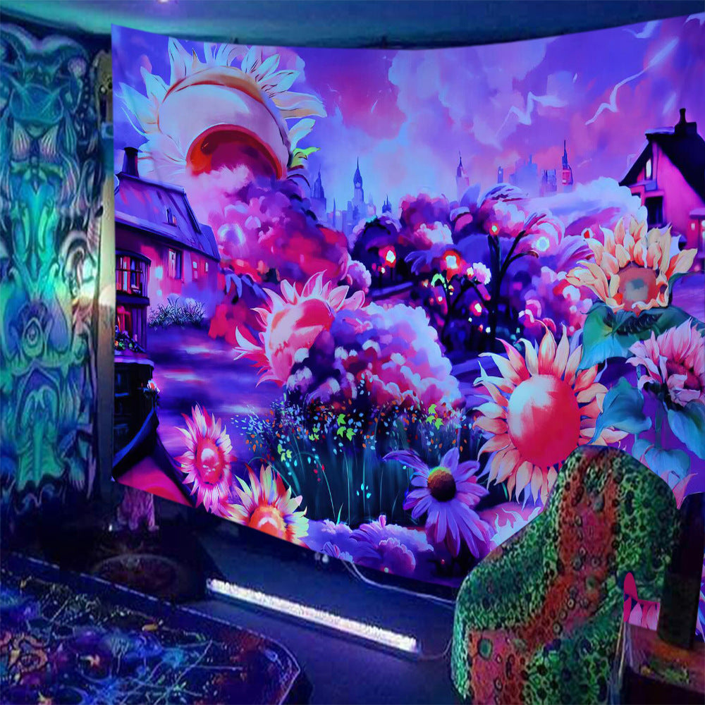Fluorescent Print Tapestry – Modern Glow Wall Hanging for Home Decor