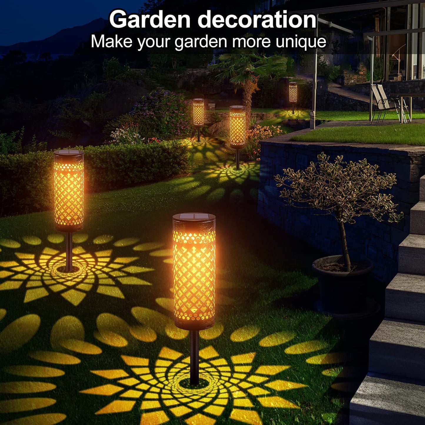 Metal Solar-Powered Lawn Lamp – Geometric Waterproof Garden Light