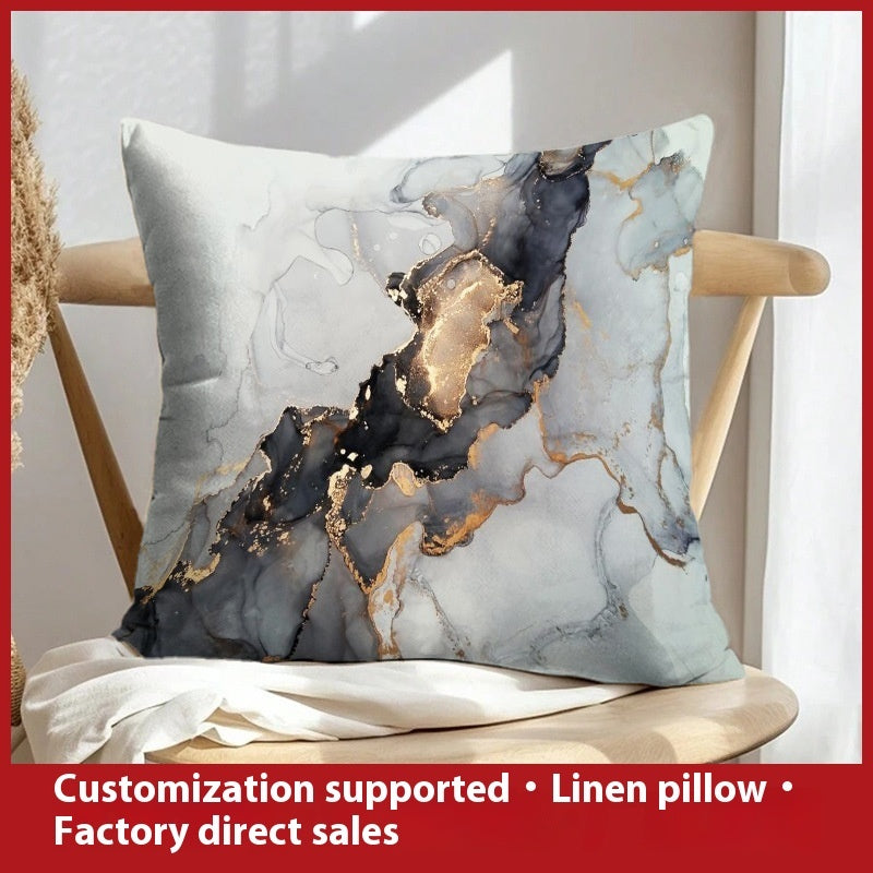 Abstract Oil Painting Linen Pillow Cover Home Sofa And Bed Cushions Clear Printing