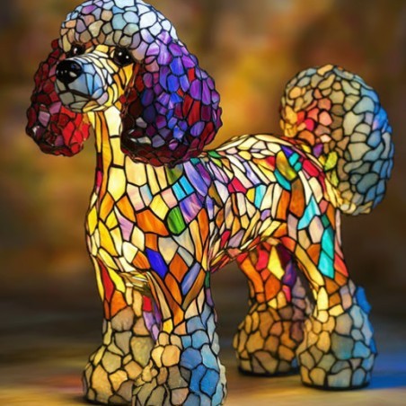 Colorful Resin Dog Lamp – Creative Animal Decoration & Night Light