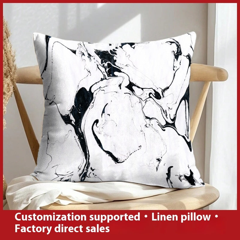 Abstract Oil Painting Linen Pillow Cover Home Sofa And Bed Cushions Clear Printing