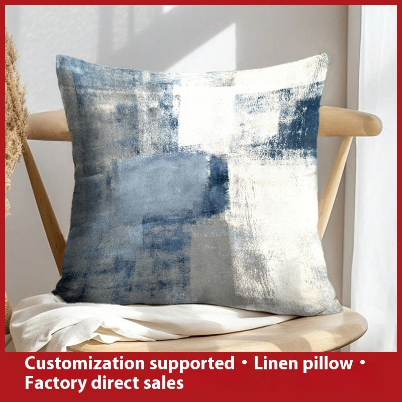 Abstract Oil Painting Linen Pillow Cover Home Sofa And Bed Cushions Clear Printing