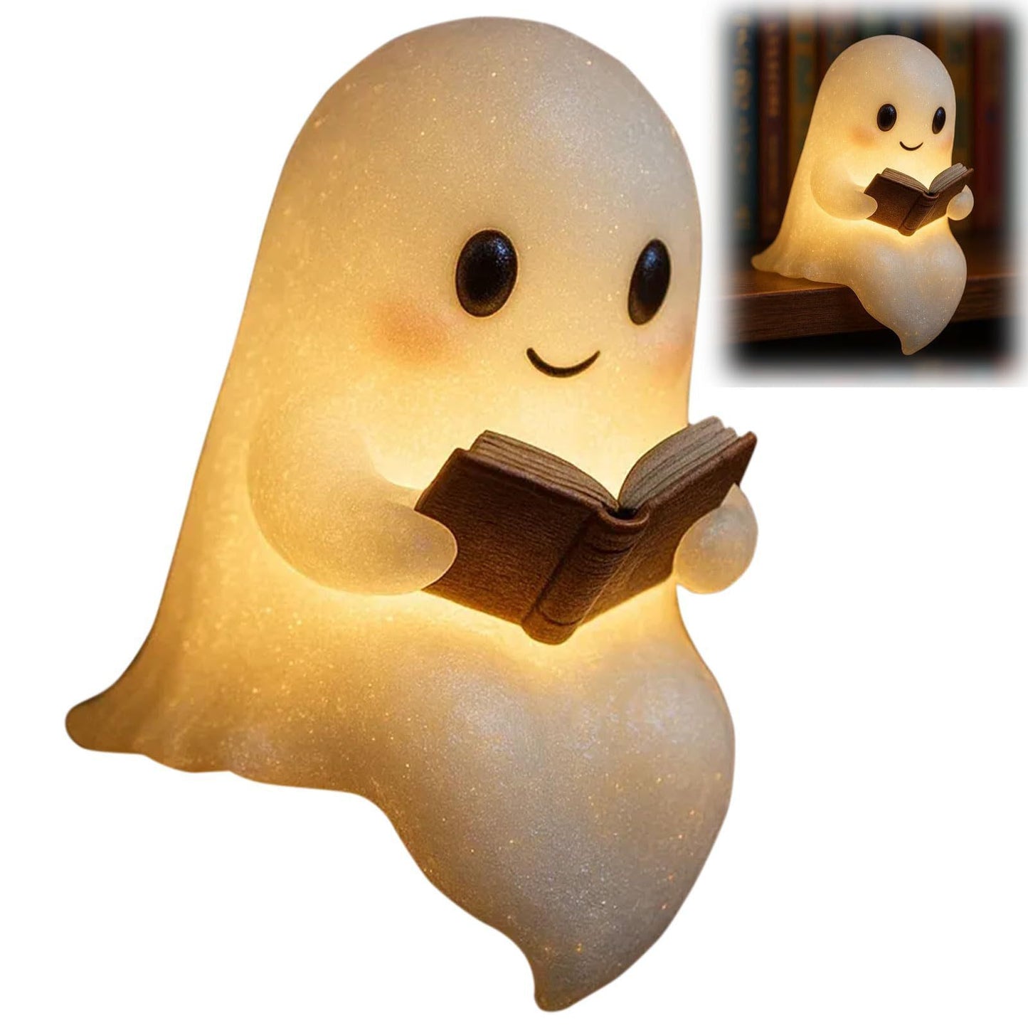 Halloween Ghost Reading Night Light – Resin Material, 10cm