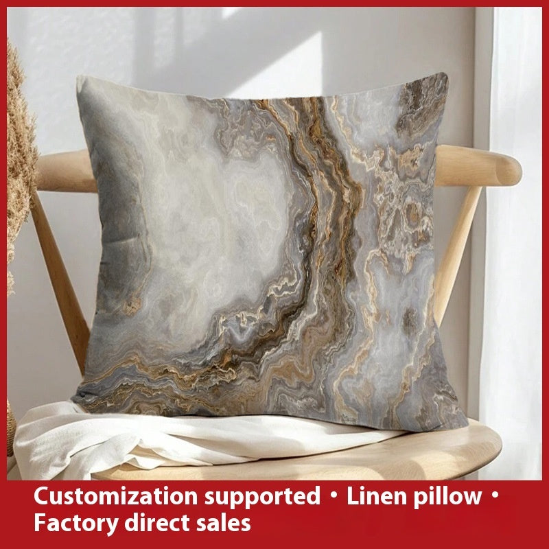 Abstract Oil Painting Linen Pillow Cover Home Sofa And Bed Cushions Clear Printing
