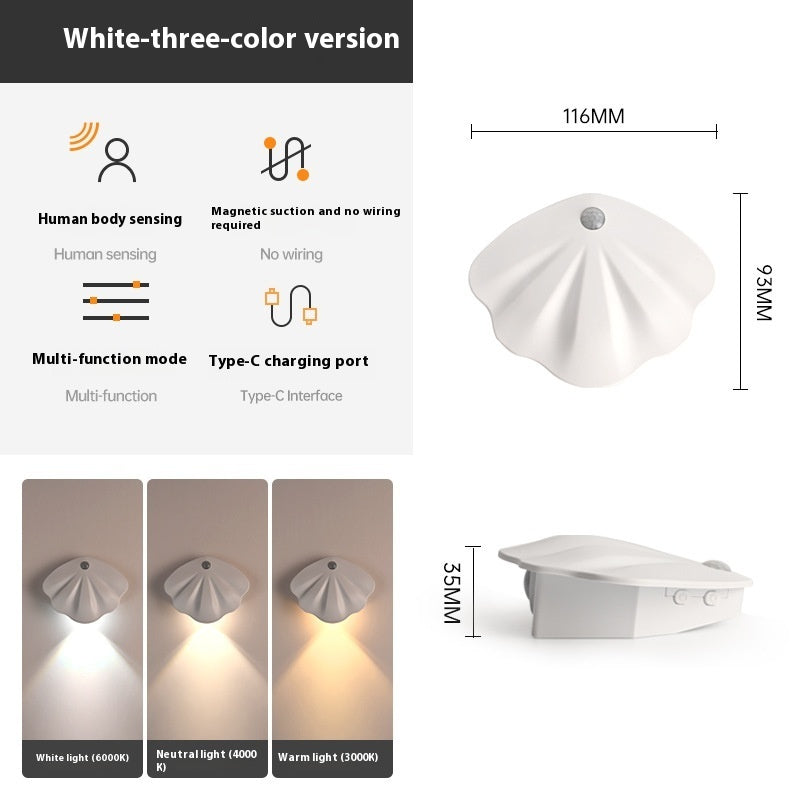 Smart LED Infrared Sensor Night Light – USB Type-C Rechargeable Lamp