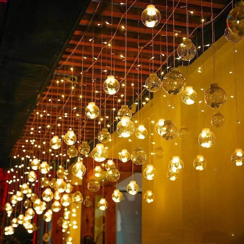LED Wish Orbs Star Moon Curtain Light – Starry Sky String Lights with Controller