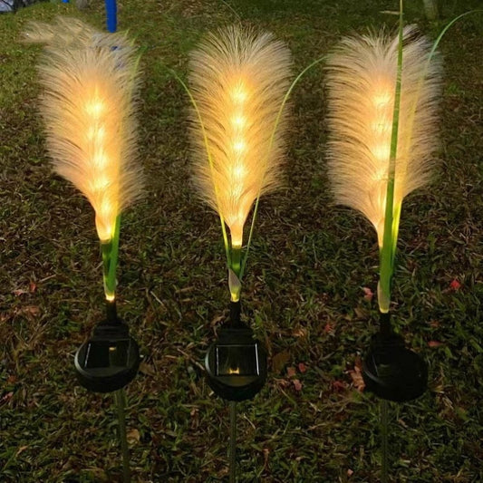 Solar Simulation Reed Floor Lamp – Outdoor Waterproof Garden Light