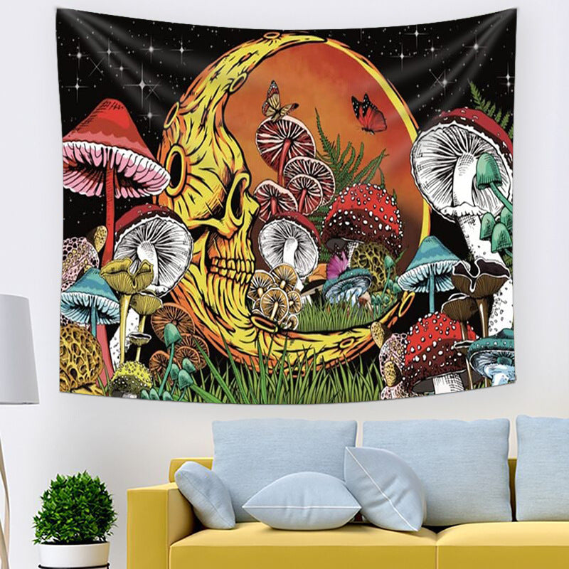 Moon Mushroom Tapestry – Psychedelic Boho Wall Hanging Home Decor