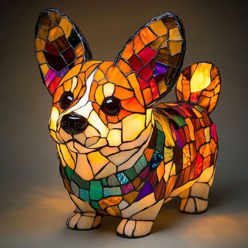 Colorful Resin Dog Lamp – Creative Animal Decoration & Night Light