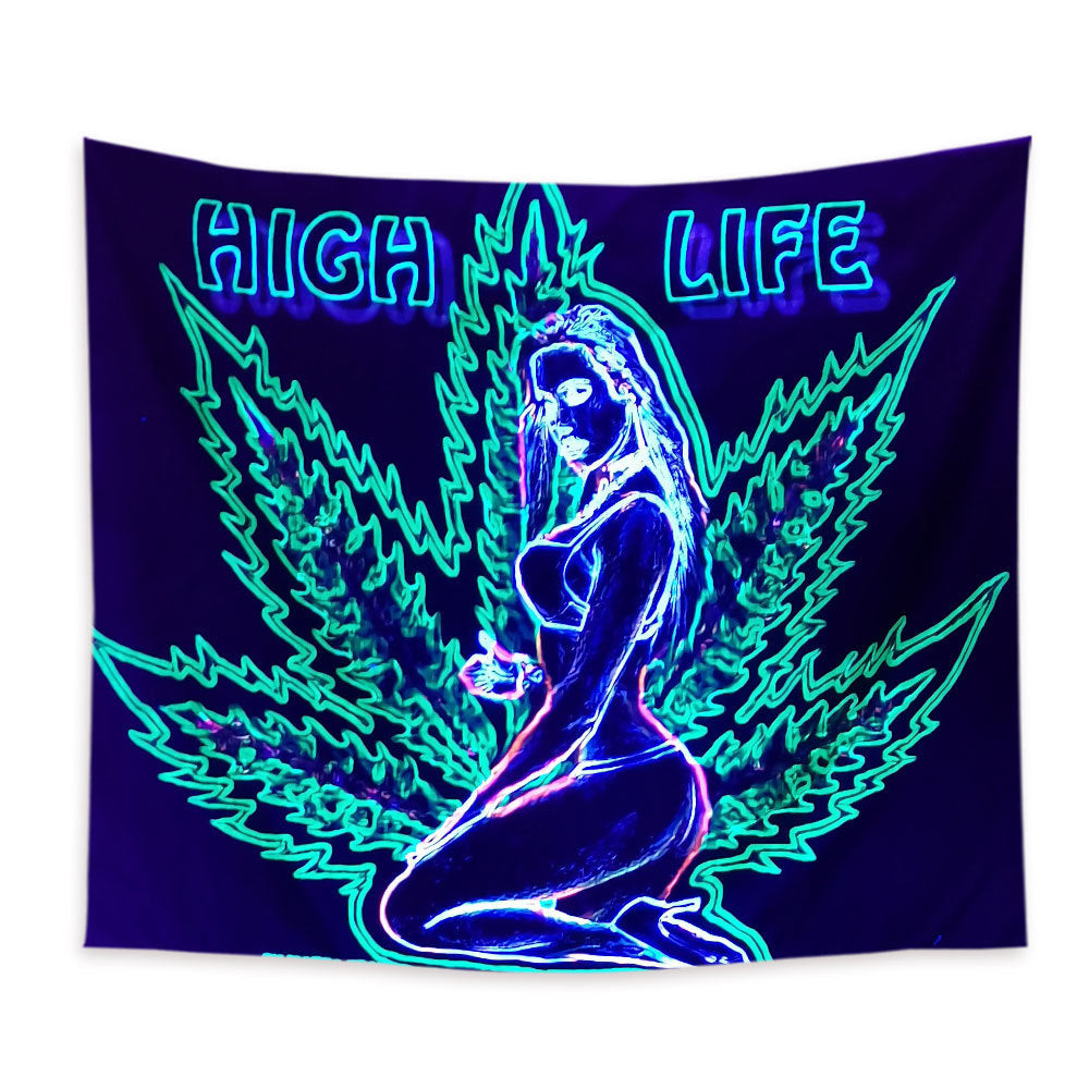 Fluorescent Plant Girl Print Tapestry – Modern Wall Hanging Home Decor