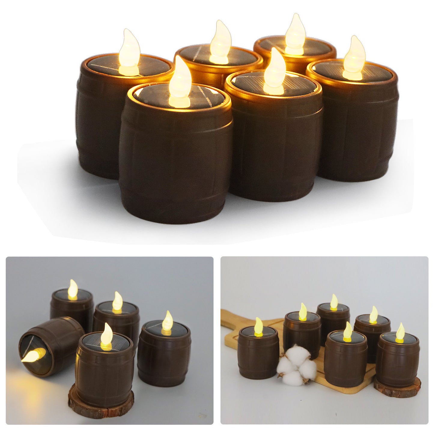 Solar Simulation Wine Barrel LED Light – Retro Decorative Warm White Lamp