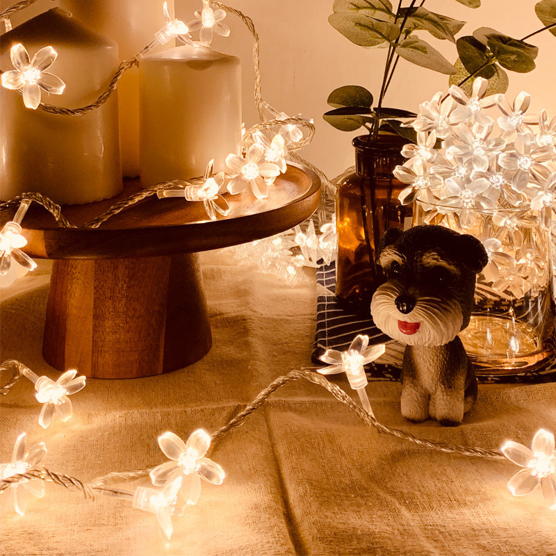 Sakura Small Colored Flashing String Lights – LED Push-Button Decorative Lights for Rooms and Camping