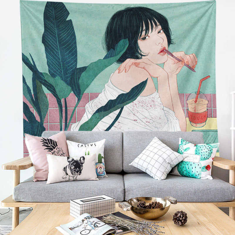 Digital Print Ocean Moon Nature Tapestry – Polyester Wall Hanging for Dorm Decor