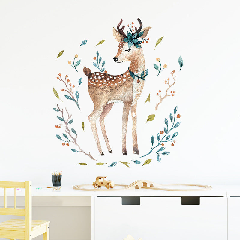 Cartoon Sika Deer Wall Sticker Children's Room Decoration