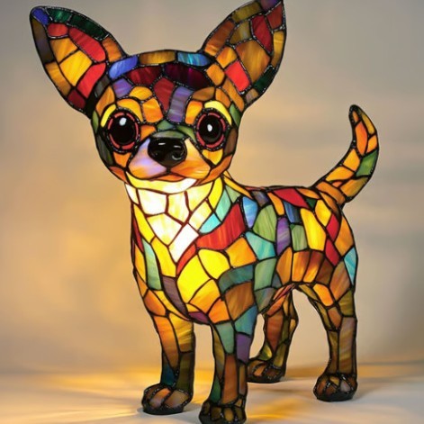 Colorful Resin Dog Lamp – Creative Animal Decoration & Night Light