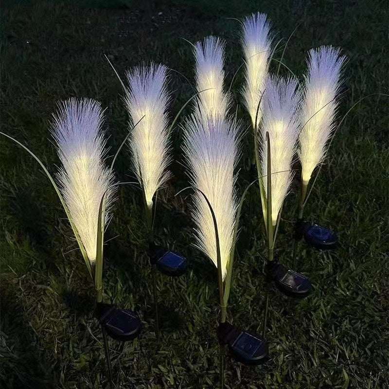 Solar Simulation Reed Floor Lamp – Outdoor Waterproof Garden Light