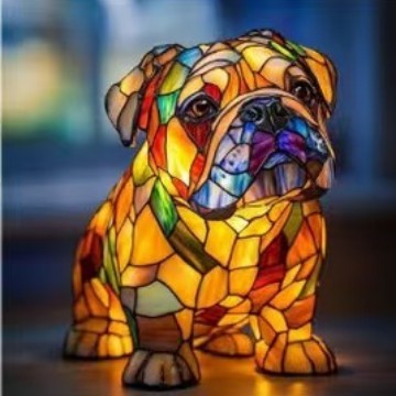 Colorful Resin Dog Lamp – Creative Animal Decoration & Night Light