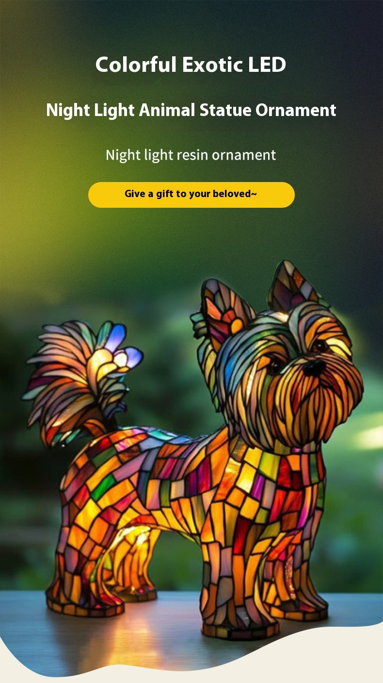 Colorful Resin Dog Lamp – Creative Animal Decoration & Night Light