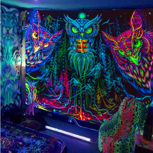 Fluorescent Landscape Tapestry – Glow in Dark Wall Hanging for Home & Room Decor