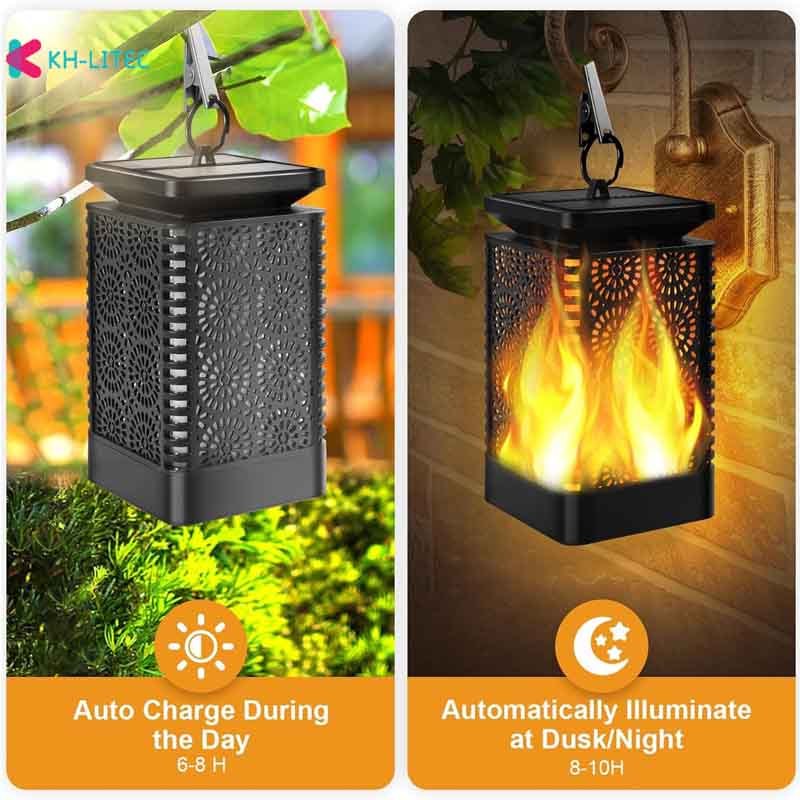 Solar Hanging Flame Torch Lights – Waterproof Outdoor Garden Lamps