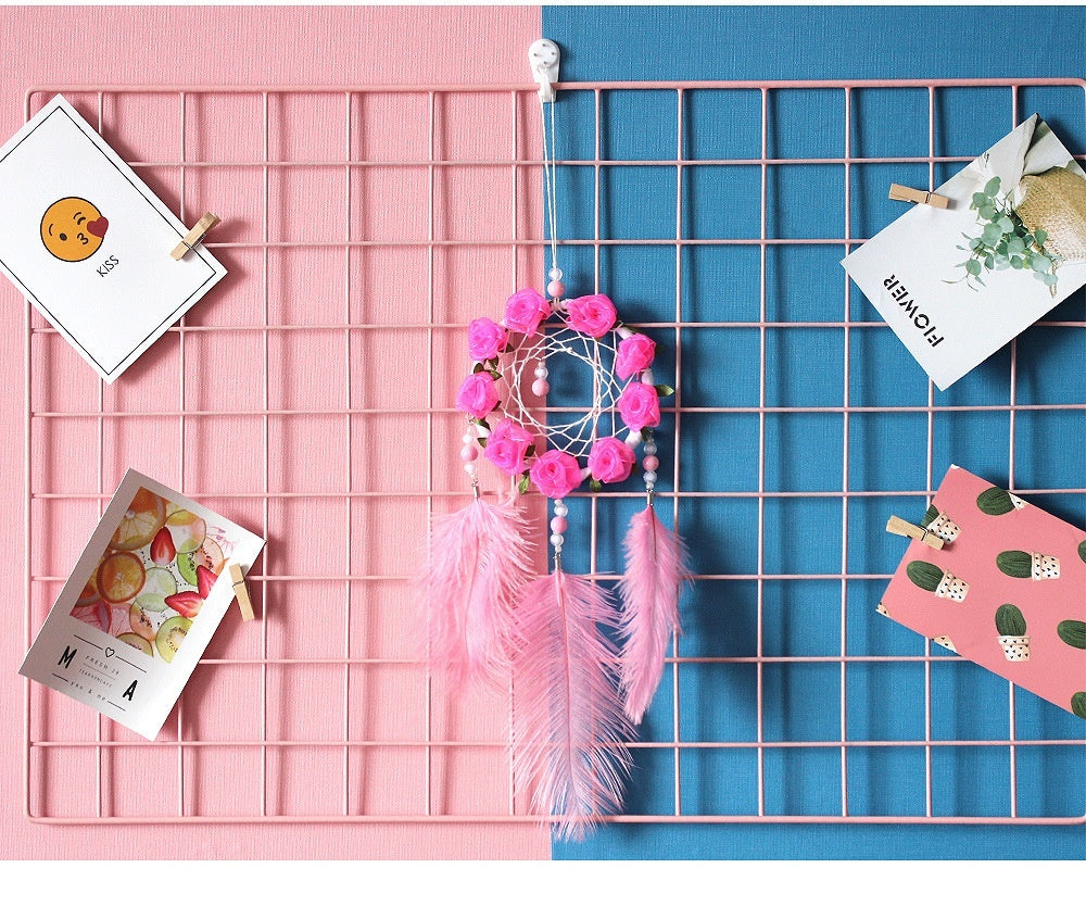 Dreamcatcher Wind Chimes – Pink Ostrich Feather Room Decor
