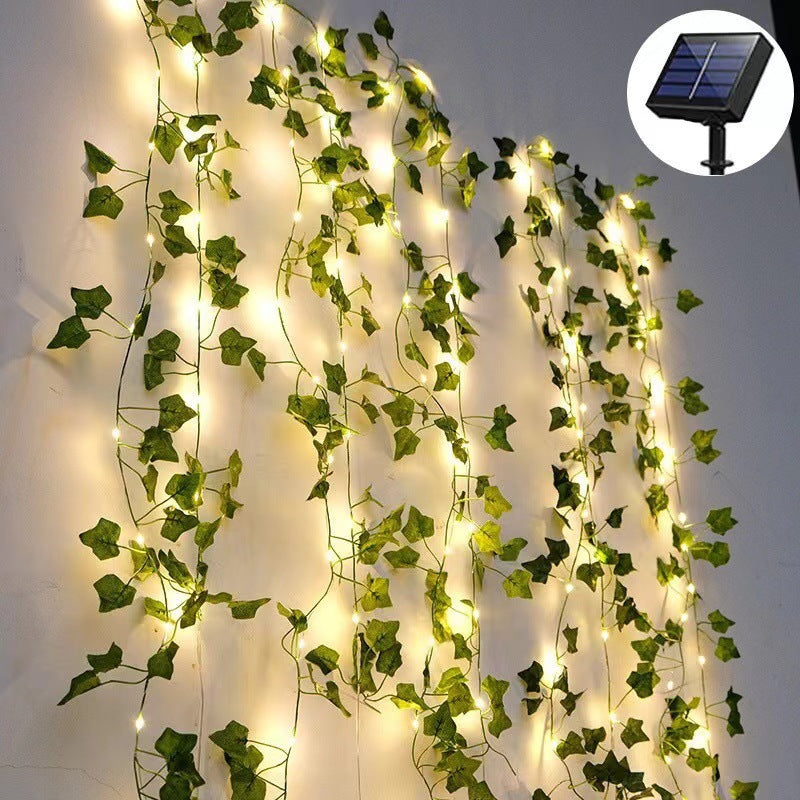 LED Green Leaf Copper Wire Lighting Chain – Indoor Room Decoration