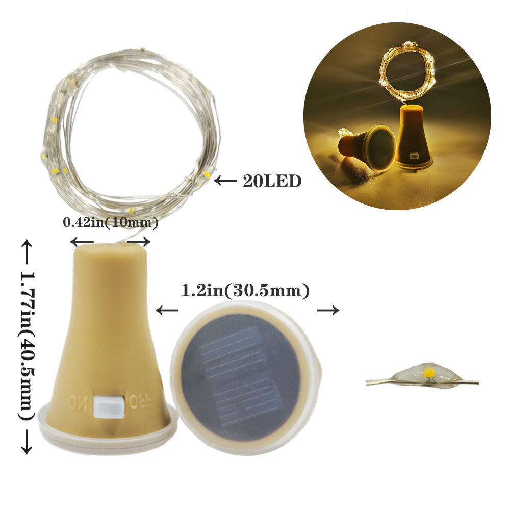 Solar Bottle Cap Lamp – Copper Wire String, Decorative LED Lights